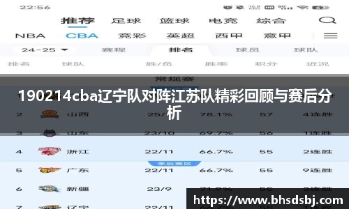 190214cba辽宁队对阵江苏队精彩回顾与赛后分析