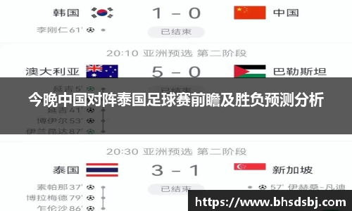 今晚中国对阵泰国足球赛前瞻及胜负预测分析